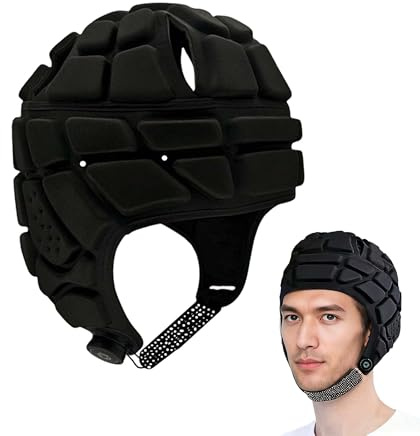 TUKEVA caschetto da calcio Casco Da Portiere Equipaggiamento Protettivo Caschetto Da Calcio Regolabile Anticollisione Spugna Eva Fori progettati per calcio, sport, copricapo, hockey, skateboard (Nero)