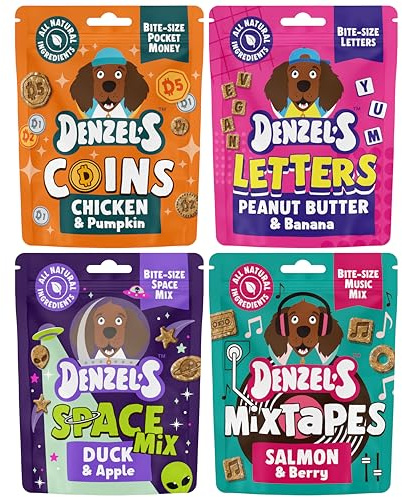 Denzel's Dog Training Treats Variety Box - Grain Free Natural Dog Treats - Soft Baked Dog Biscuits - 4 Pack