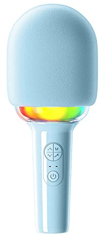 WOHPNLE Drahtloses Bluetooth-Mikrofon, Karaoke-Mikrofon mit Sprachreparatur-Soundeffekten, tragbare -Karaoke-Maschine mit LED-Lichtern für Kinder, Erwachsene, Zuhause, KTV, Party- (Rosa (Blau)