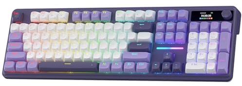 Redragon K762 Gasket Tastatur Bildschirm Knopf 104 Tasten PBT Tastenkappen | 1.14 Zoll TFT Infodisplay 5 Lagige Geräuschdämpfung Mint Mambo Switch Rund Design