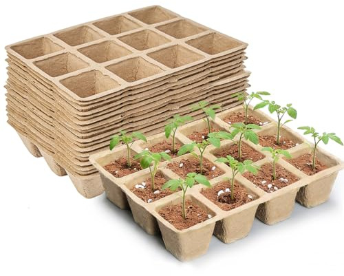 QIMMU Aufzuchttöpfe,120 Zellulose Pflanzentöpfe Anzucht,10 Set à 12,Einzeln 5 X 5 cm,Anzuchtschale Große,Anzuchttöpfe Eckig,Torftöpfe Anzuchts,Perfekt für Anzucht und Verpflanzung von Setzlingen