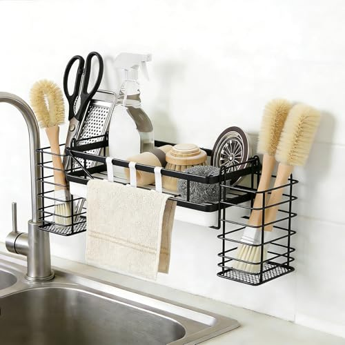 Organizador de Fregadero de Lavado Colgante, Escurreplatos sobre Fregaderos, Soporte Esponja Fregaderos, Soporte Estropajo Fregadero de Cocina, Estante Escurridor de Platos jabón Utensilios