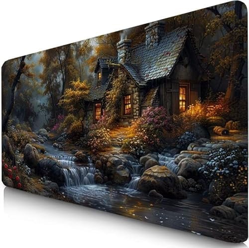 Tappetino Mouse XXL 520x250x3mmPrimavera Tappetino Scrivania Fiume Mousepad, tappeto mouse grande Accessori Gaming, Bordi Cuciti, Tappeto Scrivania Antiscivolo, Migliora Precisione e Velocità F0-798