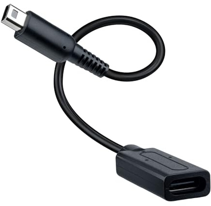 Tolesum Adaptador de Carga USB-C a 3DS | Convertidor USB Tipo C Hembra a Puerto de Carga para Nintendo New 3DS/2DS XL, 3DS, 2DS, DSi XL | Compatible con PD, Corriente Estable 5V/1A - Negro - 18,5 cm