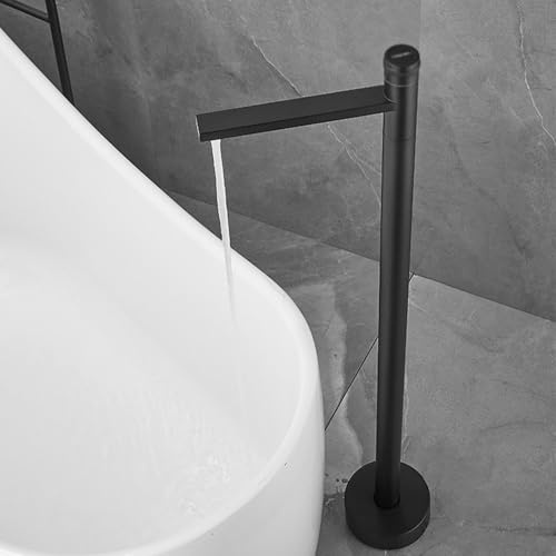 BiaoTeng Robinet de Baignoire Sur Pied Noir Mitigeur Baignoire Monocommande eau Chaude et Froide Laiton
