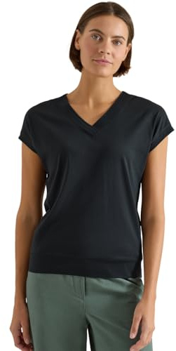 Damen Kurzarm Shirt mit V-Neck in Unifarbe