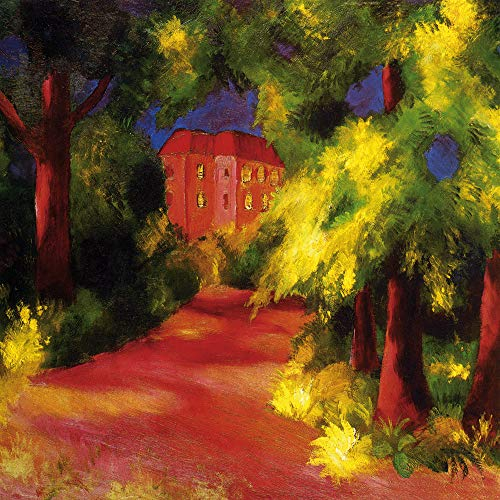 1art1 August Macke Poster Rotes Haus Im Park, 1914 Kunstdruck Bild 40x40 cm