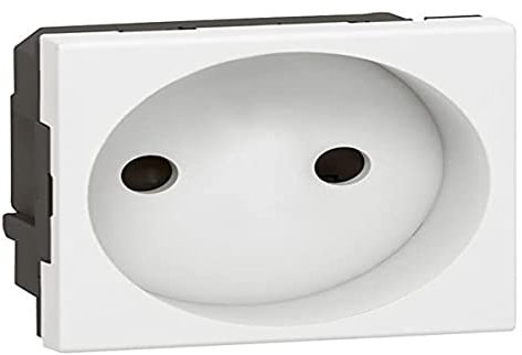 Legrand 077110 Prise de Courant 2P Mosaic avec Connexion par Bornes Automatiques, 2 Modules, Blanc