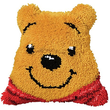 Vervaco Formkissen Winnie The Pooh Knüpfpackung zum Selbstknüpfen eines Kissens, Stramin, weiß, 39 x 39 x 0,3 cm