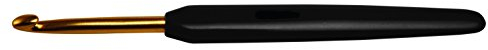 KnitPro Häkelnadeln Softgriff Aluminium 6,00mm Häkelnadel, Kunststoff/Alumium, Gold-Schwarz, 15 cm x 6 mm