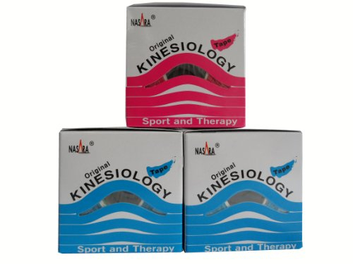 Nasara® Original Kinesiology Kinesiologie Tape 5cmx5m, 3 Rolls Set (2 Blau + 1 Pink)