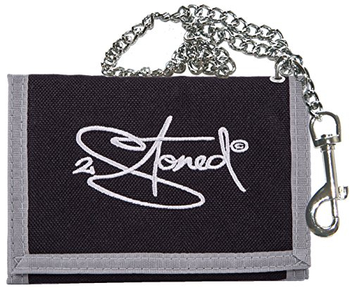2Stoned Geldbörse Wallet Unisex Schwarz mit Kette und Karabiner, Stick Classic Logo, aus Polyester