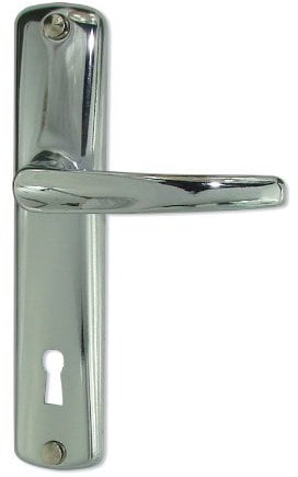 DT 2000 204030 - Maniglia per porta con placca Blois in acciaio cromato, con foro, 165 mm