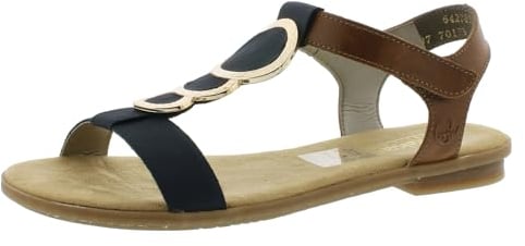 Rieker 64278-16, Women's Open toe Sandal, Blue (Navy/Tan), 6 UK (39 EU)