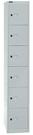 BISLEY Schließfachschrank Office, 1 Abteil, 6 Fächer, T 457 mm, Metall, 645 Lichtgrau, 45.7 x 30.5 x 180.2 cm