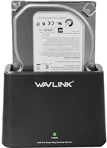 Wavlink USB 3.0 to SATA External Hard Drive Docking Station for 2.5 / 3.5 Inch SATA I/ II/ III HDD SSD , Support 8TB and UASP, Tool-Free- Black