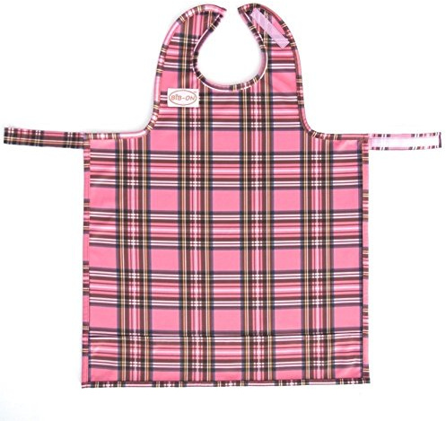 BIB-ON, A New, Full-Coverage Bib and Apron Combination for Infant, Baby, Toddler Ages 0-4. (Pink Plaid)