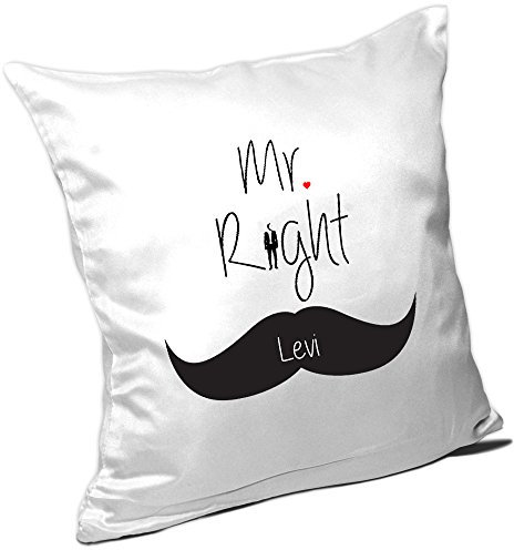 Eurofoto Kissen mit Namen Levi und schönem Mr. Right-Motiv zum Valentinstag - Namenskissen - Kuschelkissen - Schmusekissen