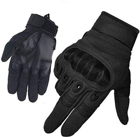 Limirror Gants Tactiques Plein-Doigt Hommes Mi-Saison Sport de Plein air pour Combat, Scooter, Militaire, Moto,Paintball, Cyclisme, Randonné, Airsoft, Camping, Chasse,Vélo (Noir Plein-Doigt, M)