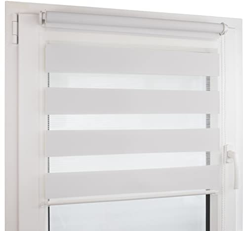 Deco4Me Doppelrollo Klemmfix ohne Bohren (105 x 160 cm, Weiß) - Duo Rollo lichtdurchlässig - blickdichte Rollos für Fenster ohne Bohren - Klemmrollo, Fensterrollo, Innenrollo (Stoffbreite 101 cm)