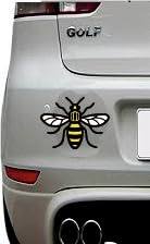 Manchester Worker Bee Colour Twin Pack Vinyl Sticker Decal | Premium Waterproof Car, Van, Laptop, Window & Wall Sticker | Outdoor UV Resistant Self-Adhesive Vinyl | Made in UK