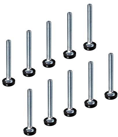 Gedotec Justierschraube für Möbelfüße Stellfuß für Tischbeine Stellschraube zum Schrauben - H7650 | Gewinde M8 x 70 mm | Stahl verzinkt | MADE IN GERMANY | 10 Stück - Maschinen-Füße für Tischfüße