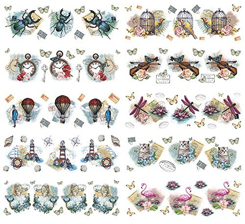 Ideen mit Herz Transparent-Sticker, 10 Bogen à 10cm x 30cm | Bunte Aufkleber zum Basteln & Dekorieren (Nostalgie)