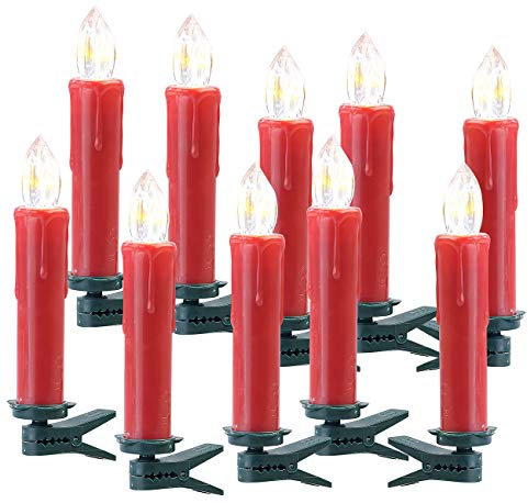 Lunartec Zubehör zu LED-Kerzen Tannenbaum: 10er-Erweiterungs-Set FUNK-Weihnachtsbaum-LED-Kerzen, rot (Weihnachtsbaumkerzen Funk, Weihnachtsbeleuchtung kabellos)