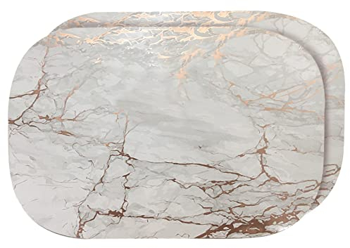 Dainty Home Roségold-Marmor Oval-Tischsets aus Kork – hitzebeständig, rutschfest und leicht zu reinigen für Elegantes Dining – 30,5 x 45,7 cm, 2er-Set – perfekt für stilvolle, Moderne Wohnräume