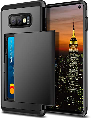 Coolden for Samsung S10e Case Wallet Shockproof Heavy Duty Protective Hard Back Rubber Bumper Phone Case Card Holder Slot Wallet Cover for Samsung Galaxy S10e (Black)