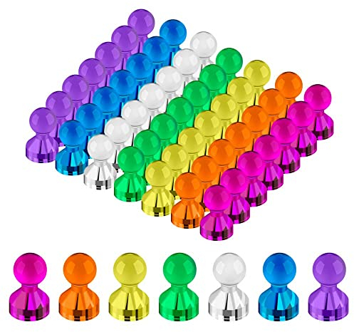 TRAYBRAY Whiteboard Magnete, 50 Stück Magnet 11 x 17mm Kunststoffmagnet Kegelmagnete Kühlschrank Magnete für Magnettafel, Whiteboard, Pinnwand- mit Aufbewahrungs Box