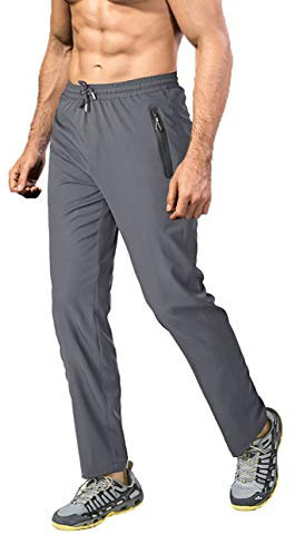 EKLENTSON Hiking Trousers Mens Lightweight Thin Walking Trousers Quick Dry Breathable Outdoor Trekking Running Trousers with Zip Pockets Grey 34