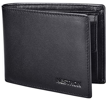 Geldbörse Herren mit RFID Schutz, Geldbeutel Männer aus Nappa Leder, Portemonnaie Herrenbörse Ledergeldbörse Geldtasche Portmonaise von Nestron