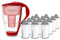 GLAS-Wasserfilter PearlCo (rot) mit 12 Protect+ classic Filterkartuschen (f. hartes Wasser) - Made in EU