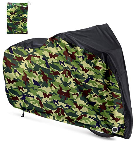 Roctee Bicycle Cover Waterproof Wind Rain Snow Proof Outdoor Mountain Bike Road Travel Bike Cycle Covers with Storage Bag, 78.7''(L) * 27.6''(W) * 43.3''(H) for XL Size (Black & Camo)