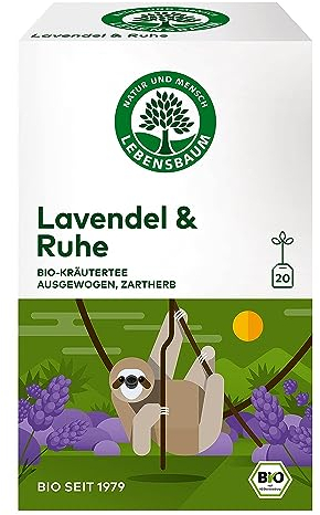Lebensbaum Lavendel & Ruhe, 20 Beutel x 1,5g entspannender Kräutertee, ausgewogen und zartherb, 100% Bio, Kräuterteemischung