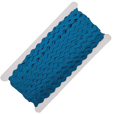 25m Zackenlitze Borte Zick-Zack-Borte auf Karte, 5/9mm breit, Viskose, waschbar, 15 Farben, Farbe:türkis