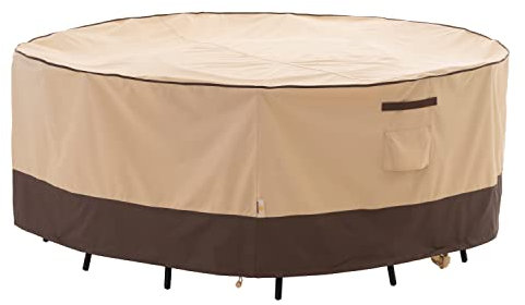 F&J Outdoors Garden Furniture Cover, Waterproof UV Resistant Anti-Fading Patio Furniture Covers for Round Table with Chairs Set (Beige:190x80cm)