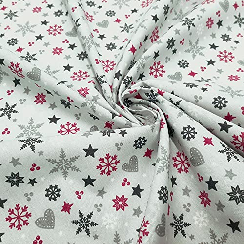 Weihnachtsstoff „Christmas Time“ – 100% Baumwolle – per Meter Bordeaux