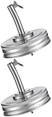 Hsthe Sea 2 pezzi Mason Jar beccuccio per olio, coperchio per olio d'oliva, aceto, erogatore, coperchi con tappo compatibile con vasetto a bocca larga