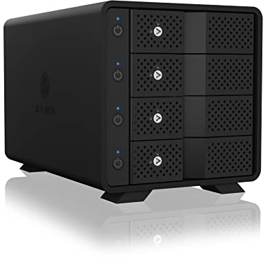 ICY BOX Externes 4-fach USB-C Festplattengehäuse für 4x 3,5 Zoll Festplatten (SATA I, II, III), USB 3.1 (Gen 2), Lüfter, Aluminium, Schwarz