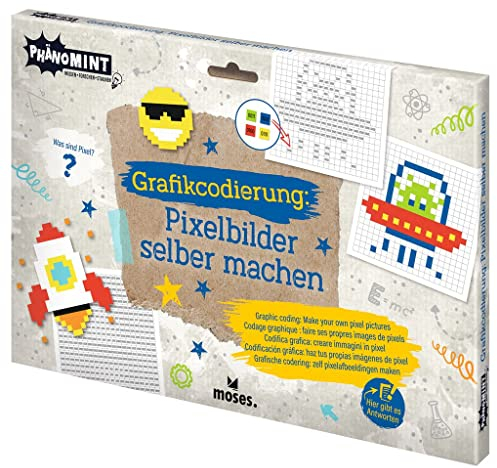 moses. PhänoMINT Programmieren Lernen - Pixelbilder selber Machen, Stickerspaß mit Pixeln, kreatives Lernspiel zum Thema Digitalisierung, Bastelset für Kinder ab 6 Jahren