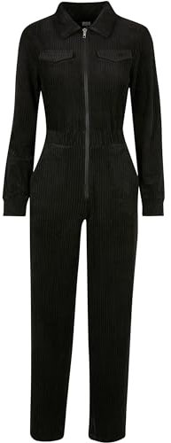 Urban Classics Women's Ladies Velvet Rib Boiler Suit Sweatshirt, Black, XXL