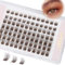 EMEDA cils individuels en grappe brun foncé D curl Mix 8mm 10mm 12mm Cluster Lashes extensions de cils DIY bande transparente cils naturels bruns en grappe cils colorés (brun foncé)