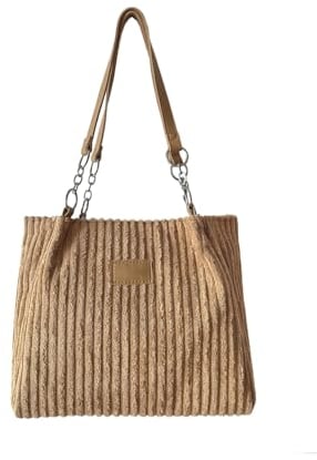 Ulisty Damen Cord Tragetasche Lässig Shopper Umhängetasche Mode Schultertasche Täglich Einkaufstasche Cordtasche Khaki