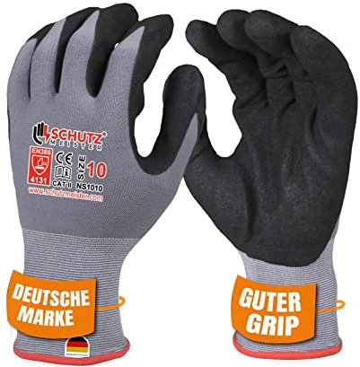SCHUTZMEISTER 12 Paar Premium Nitril Arbeitshandschuhe Herren - Größe 10/XL - Schutzhandschuhe mit verbessertem Grip für widrige Bedingungen, ölresistent, feines Tastgefühl, ideal für Privat & Gewerbe