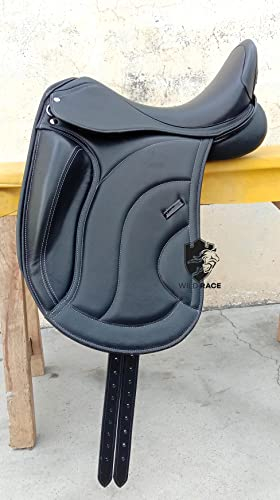 WILD RACE Leder-Dressur-Monoflap-Wechseleisensattel/Leather Dressage Monoflap Changeable Gullets Saddle (18)