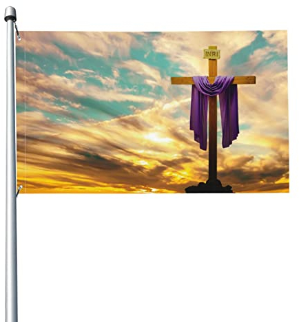 942 Garten Flagge Christentum Kreuz Jesus Breeze Flagge Dekoration Fahne Verblassen Beständig Bauernhof Flaggen, Für Bauernhaus, Partys, 90X150Cm