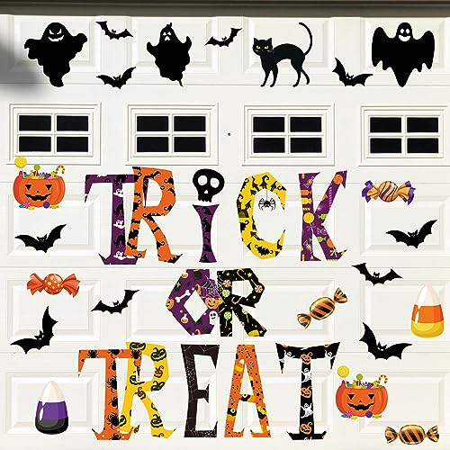 Bememo 26 Stück Halloween Garage Dekoration Magnete - Garagentor Dekorationen - Halloween Magnete für Garagentor - Lustige Kürbis Aufkleber - PVC