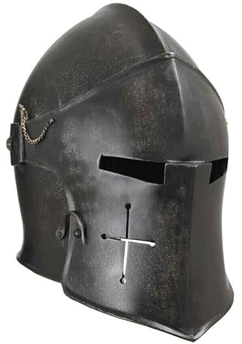 Mittelalterliches schwarzes Visier Barbute Helm Europäischer Templer Kreuzhelm Ritter Krieger LARP Helm Kreuzritter Barbute Rollenspiele Kostüm